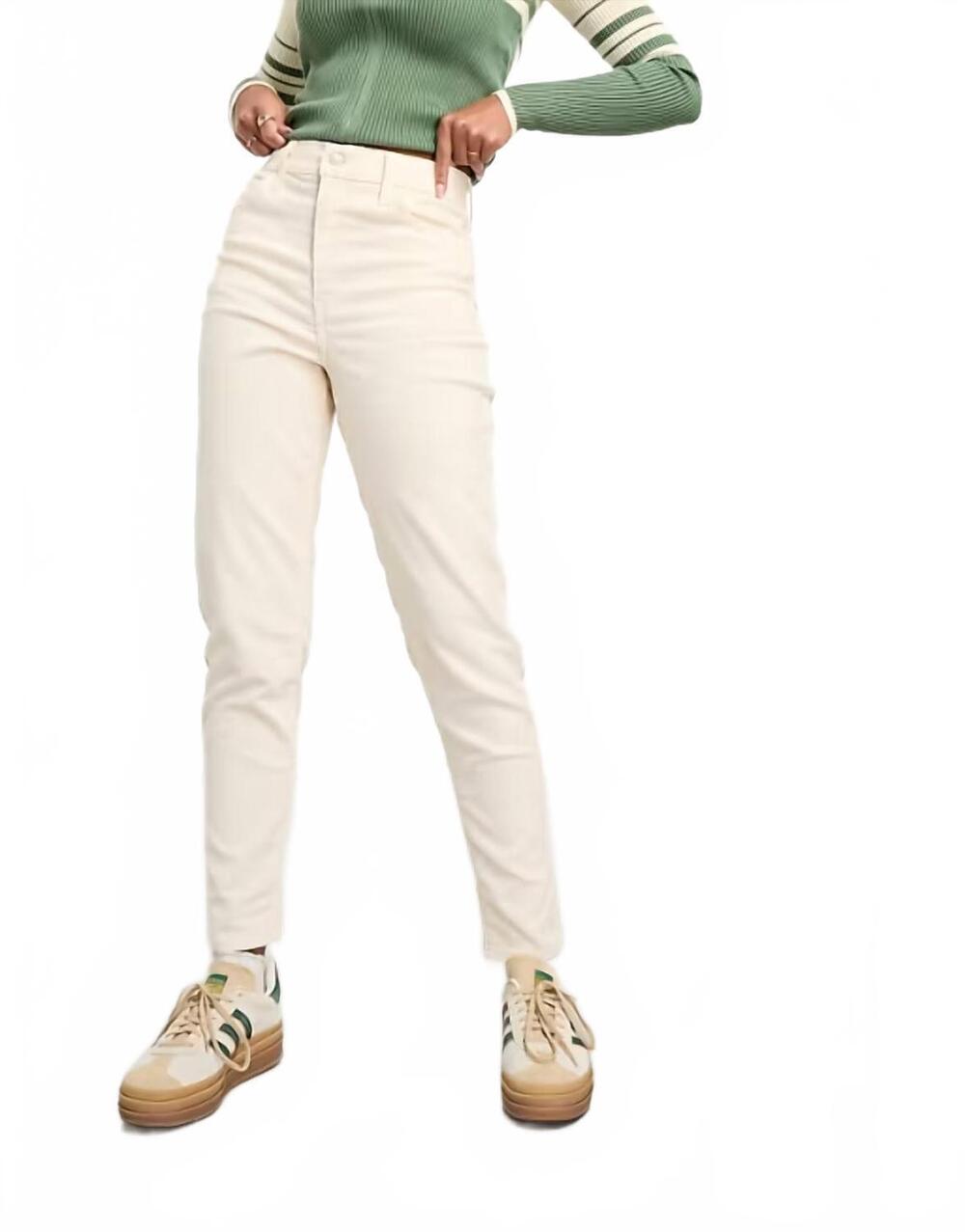 NEW LEVI'S high waisted mom jean corduroy pants in white smoke